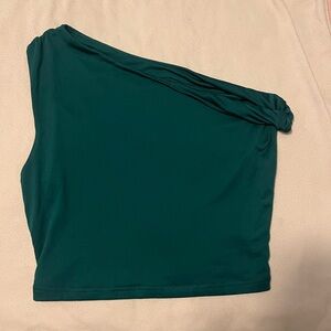 Green off the shoulder crop top